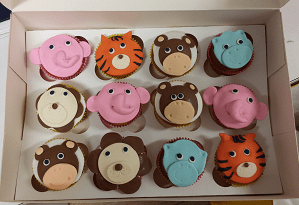 Cupcake's in de vorm van dieren gezichten