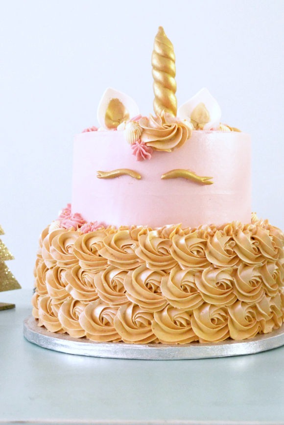 goud-roze-unicorn-taart