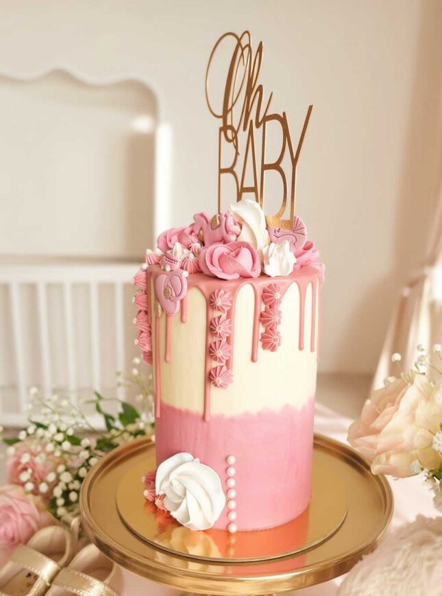 Baby girl taart babyshower taart2 Baby girl taart babyshower taart2