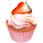 roze-aardbeien-cupcakes-in-roze-bak-papier