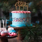 xmas-turqoise-roze-fault-line-taart-met-taart-topper