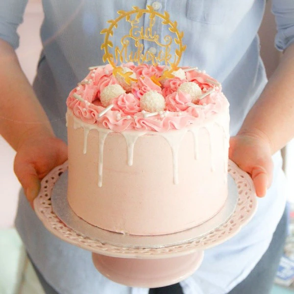 Eid-mubarak eid-mubarak-roze-taart-witte-drips