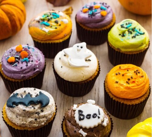 halloween-cupcakes-oranje-zwart-groen