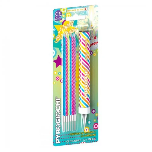Vuurwerk Feestfontein Happy Birthday + 12 Kaarsen