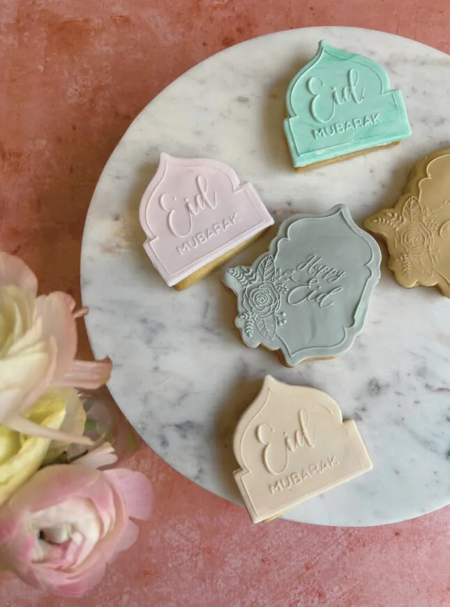 Eid-mubarak-koekjes -drie-kleuren Eid-mubarak-koekjes -drie-kleuren