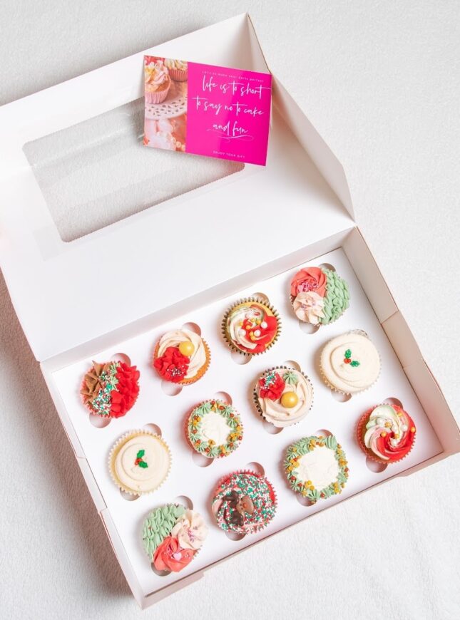 Perfect Pastry cupcakes kerst doos-FB kerst-doos-cupcakes-kaartje