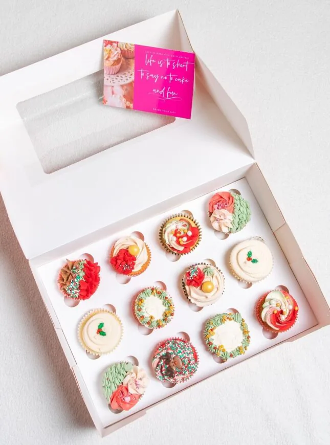 Perfect Pastry cupcakes kerst doos-FB kerst-doos-cupcakes-kaartje