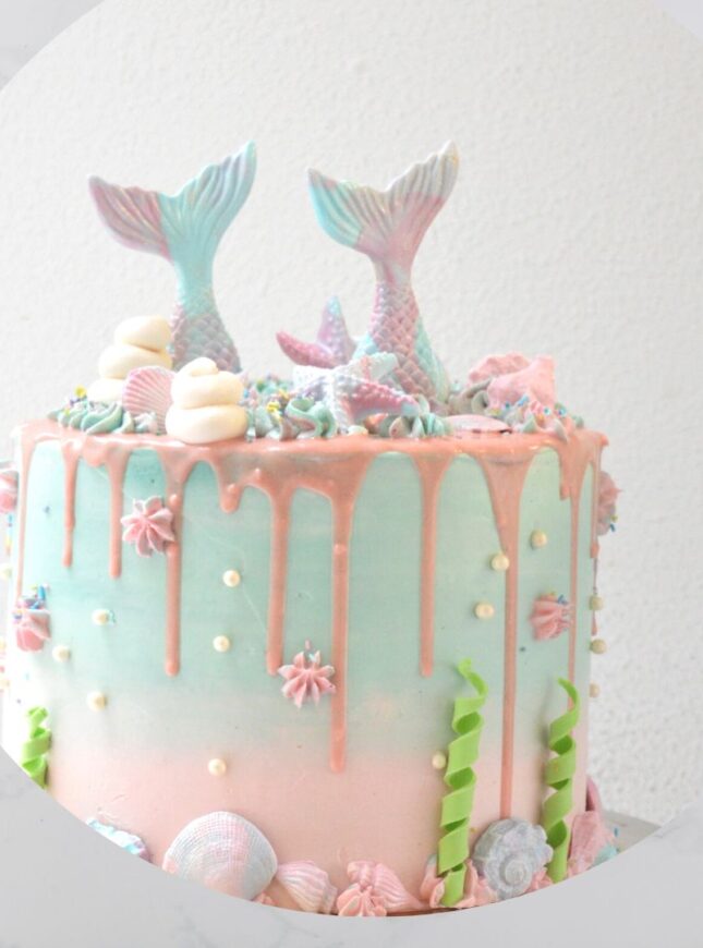 mermaid-taart-roze-blauw-mermaid-staart mermaid-taart-roze