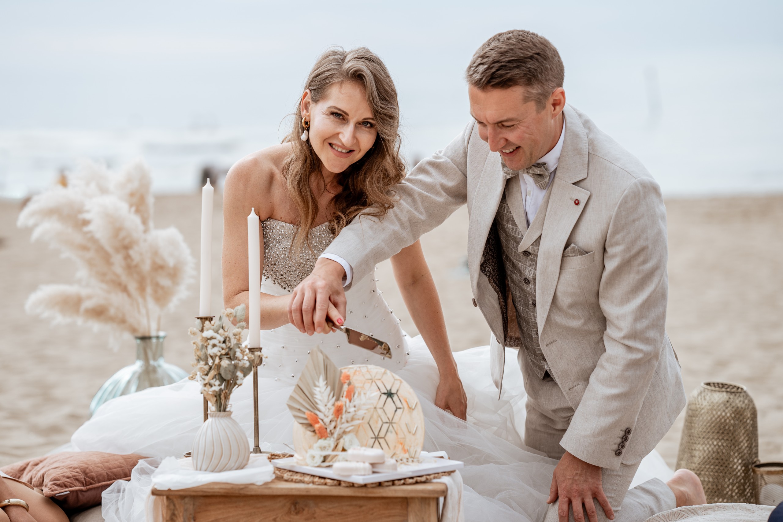 strand-bruidstaart-droge-bloemen