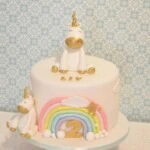 unicorn-rainbouw-roze-taart-pastel