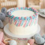 Pastel gender reveal taart