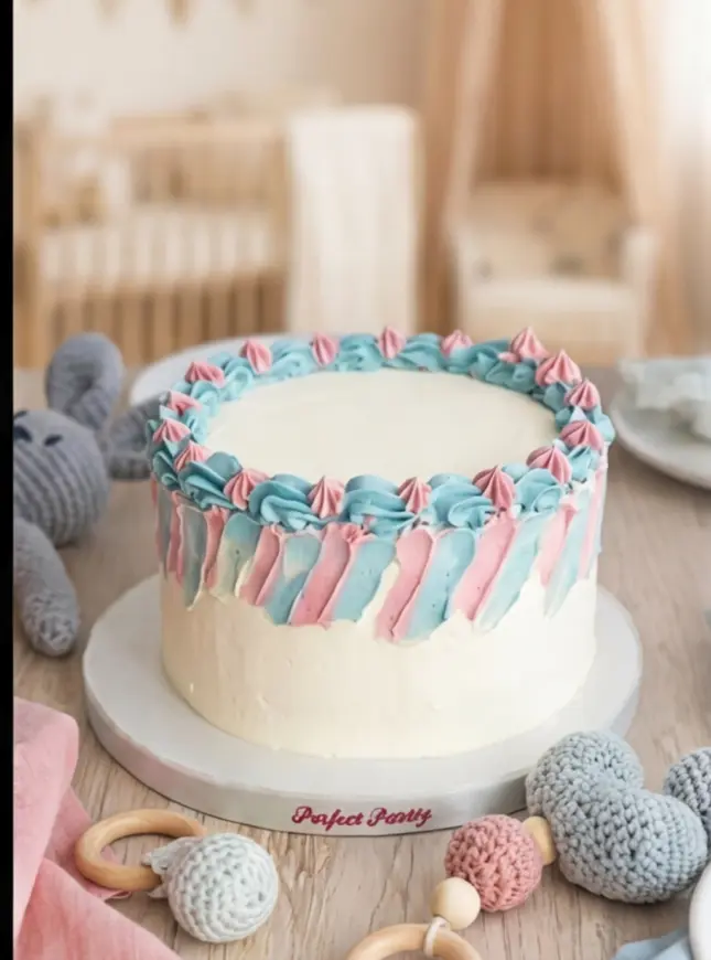 Pastel gender reveal taart 3 Pastel gender reveal taart 3