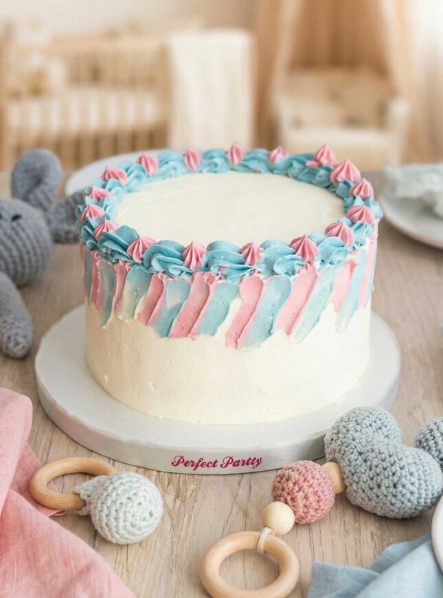 Pastel gender reveal taart