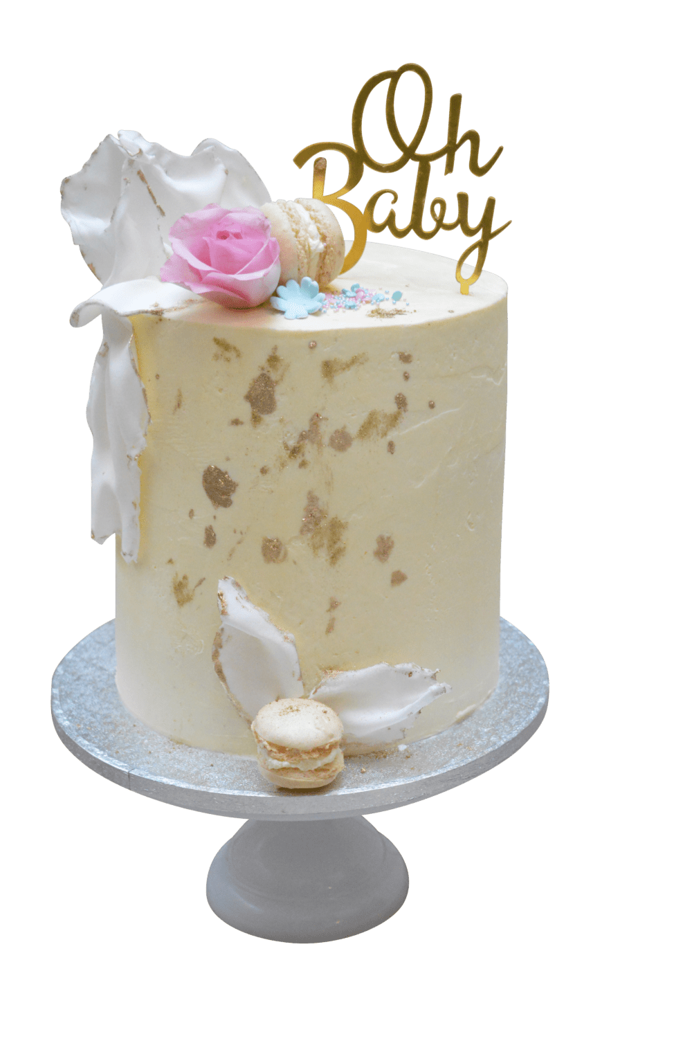 gender-reveal-taart-macarons-goud