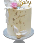 gender-reveal-taart-macarons-goud