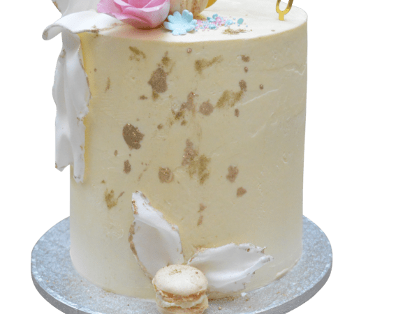 gender-reveal-taart-macarons-goud