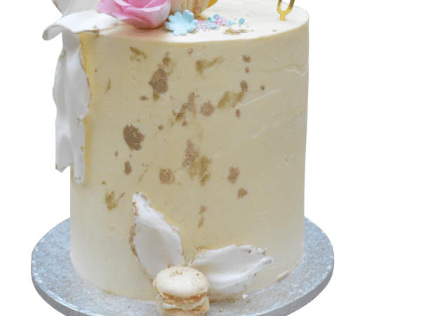 gender-reveal-taart-macarons-goud