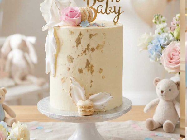 gender-reveal-taart-macarons-goud