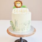 Jungle-taart-met-leeuw-en-gouden-naam