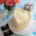 Vintage baby gender reveal taart