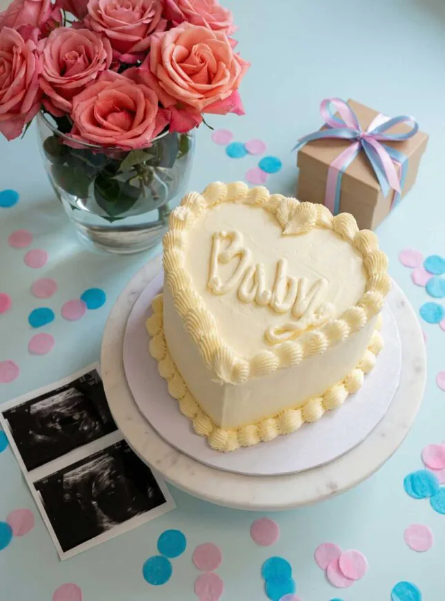 Vintage baby gender reveal taart