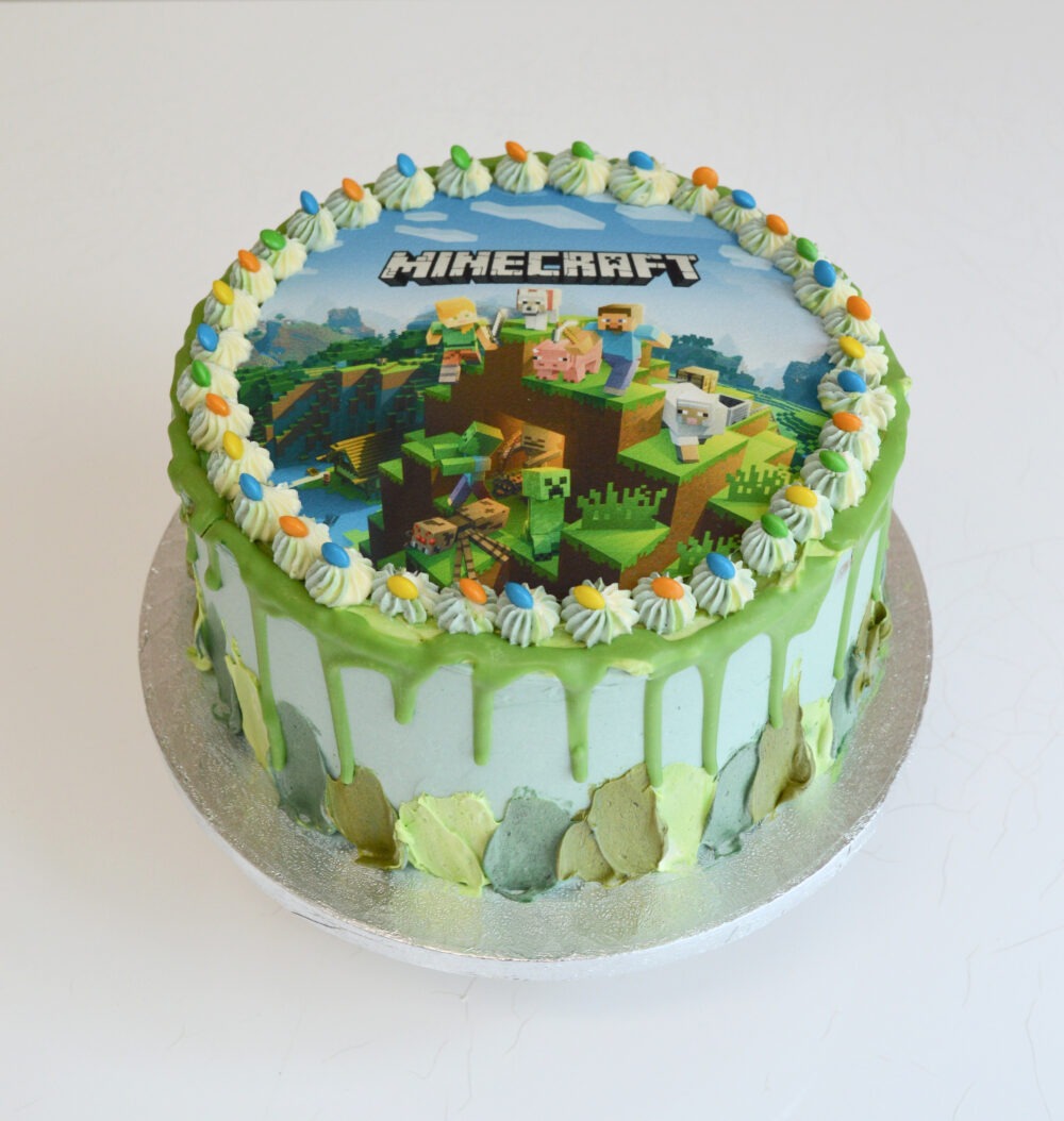 minecraft taart 2D kindertaart